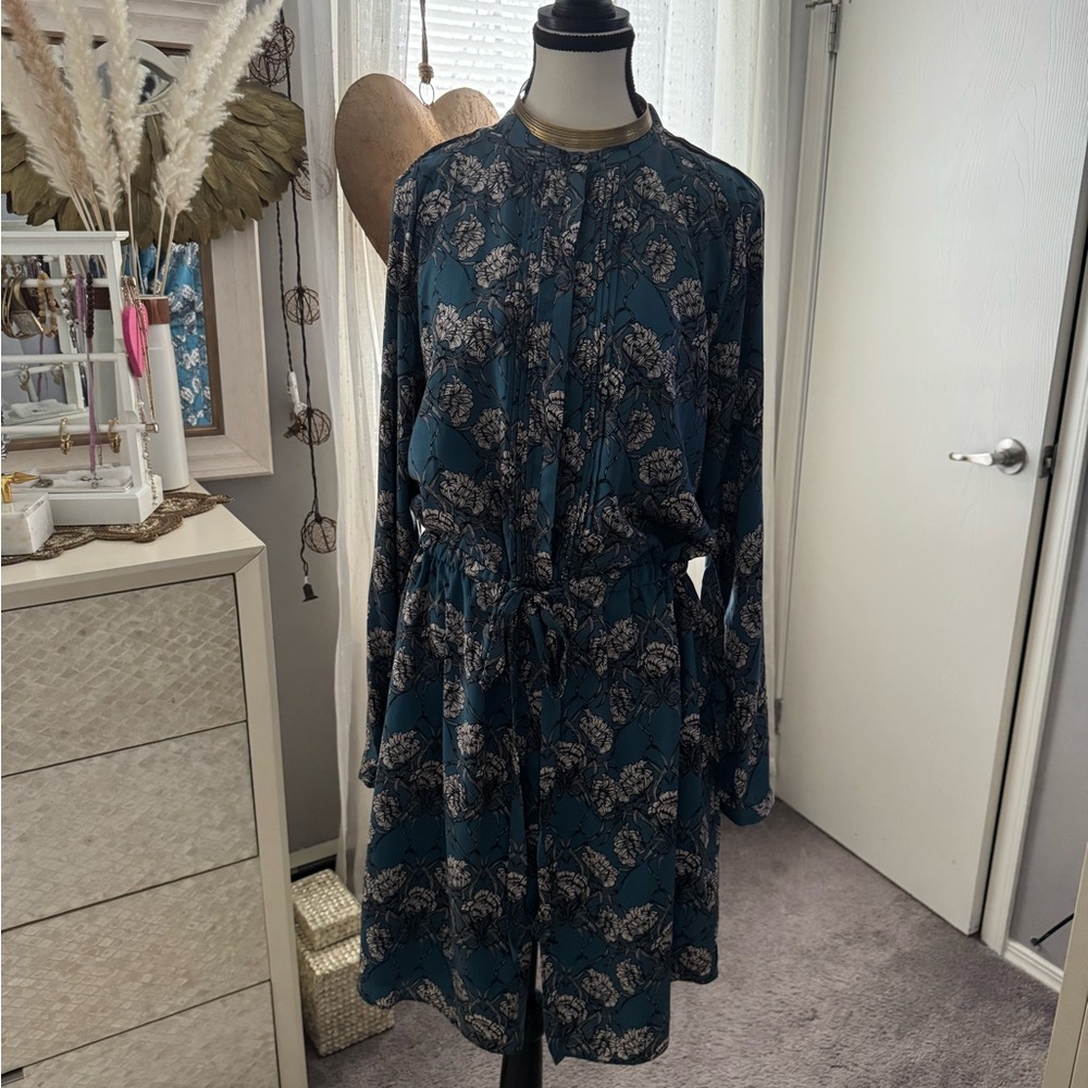 Banana Republic Blue Long Sleeve Bishop Sleeve Shirt Dress